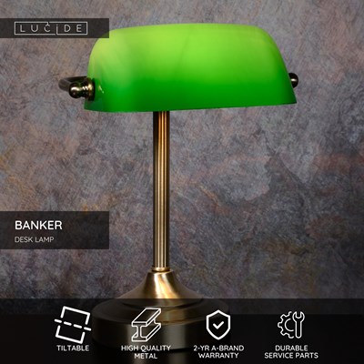 Lucide BANKER - Desk lamp - 1xE14 - Bronze